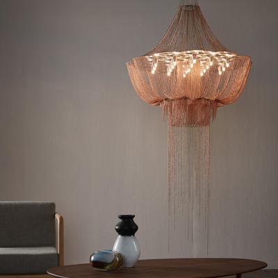 China European Post Modern Large Pendant Lights Large Long Hanging Acorn Chain Lighting Aluminum Chandelier for sale