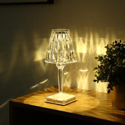 China Modern Nordic Rechargeable Luxury Home Hotel Bar Bedroom Lamps Restaurant Style Decorative Crystal Table Lights for sale