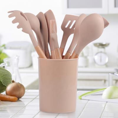 China 2021 Viable New Arrivals BPA Free Kitchen Gadgets Set Of 12 PCS Silicone Cooking Utensils With Rack for sale