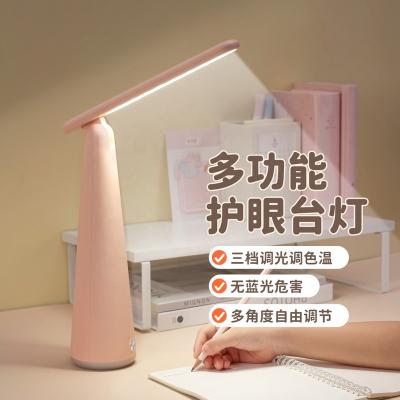 China Modern Hot Sale 3 Colors USB Study Adjustable Rechargeable Led Table Lamp LED Folding Dimming Table Lamp for sale