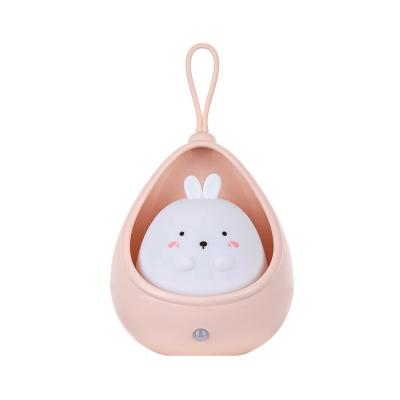 China Cute Cartoon Rabbit Silicone LED Lamp USB LED Lamp Cute Children's Bedroom Atmosphere Night Light Rechargeable Modern Warm White Lamp for sale