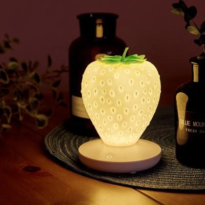 China Modern Touch Dimmable LED Night Light Silicone Strawberry Nightlight USB Bedside Lamp for Baby Kids Children Gift Bedroom Decoration for sale