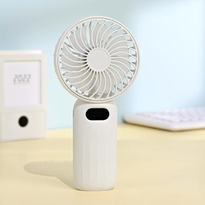 China Modern Simple Upright Desk Fan Small Mini Portable USB Digital Display Table Fan 3000mAh Rechargeable Handheld Electric Fan for sale