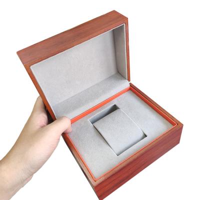 China Leather Wristwatch Box Wood Sit Packaging Wooden Watch Box With Custom Logo for sale