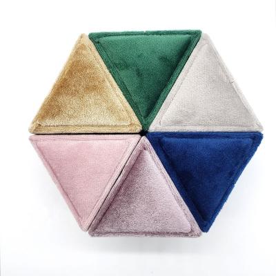 China Portable Jewelry Gift Box Display Travel Case Velvet Packaging Triangle Sing Ring Box Jewelry Box for sale