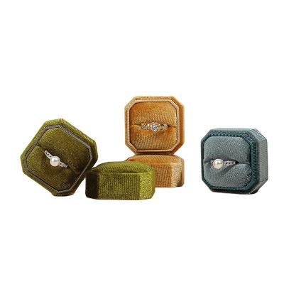 China Factory Wedding Gift Jewelry Box Small Jewelry Packing Necklace Pendant Case Luxury Octagonal Gift Velvet Ring Box Custom Made Luxury for sale