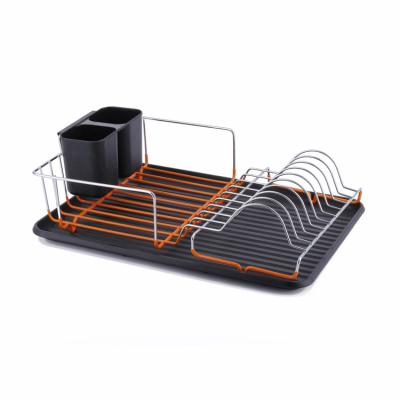 China Wholesale Traditional Iron Wire Kitchen Dish Rack With Drain Panel For Home Organizer Drying Dish Drainer Rack for sale