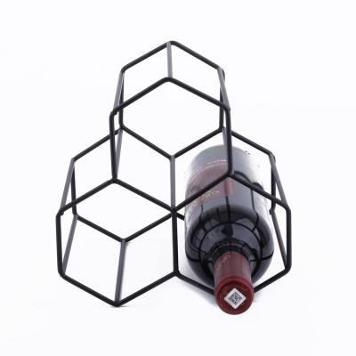 China Small Display Wine Rack Iron Wire Wine Bottle Holder Storage Wine Shelf Countertop Suitable For Home And Kitchen Display for sale