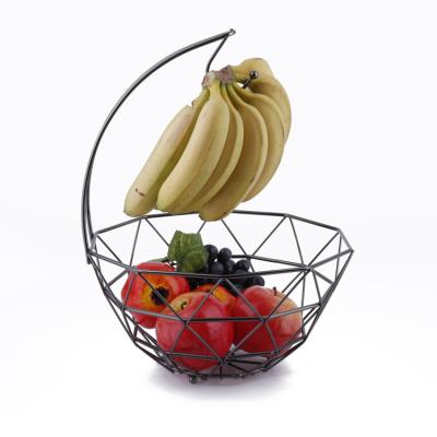 China Amazon Fruit and Vegetable Basket Large Iron 2-Layers Banana Hanger Basket Sustainable Hot-selling Storage For Home Countertop Display for sale