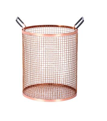 China Rose Gold Storage Basket For Laundry Or Sustainable Dust Bin With Handles Container For Small Space Storage Kitchen Office Cabinet for sale