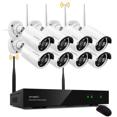 China High Quality XmartO 2K HD Built-in Siren 8CH NVR Wireless CCTV Camera System with 8 Cameras, Night Vision, Waterproof IP66 for sale