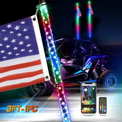 China PRO USA Warehouse LED Whip Light RGB Chasing 3/4/5/6ft LED Whip Lights for ATV UTV Off Road with High Quality for sale