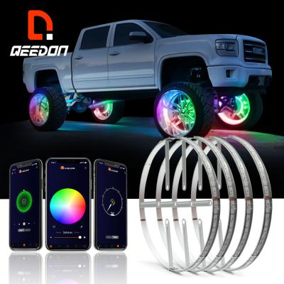 China Qeedon Automotive IP67 Waterproof Led Car Wheel Color Changing Light RGB Wheel Led Lights For Car Rims With App Control for sale