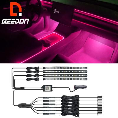 China QEEDON Retrofit Atmosphere Waterproof 12v Music RGB Led Strip Light Atmosphere Decoration Lamp Car Interior Light With Remote Control for sale