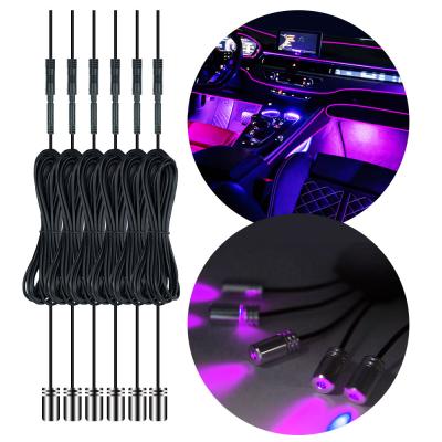 China Interior Car Remote Control Accessories Decorate Atmosphere Light 12v RGB Led Fiber Car Strips App Ambient Light In Car for sale