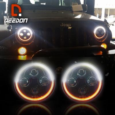 China Auto Car LED Lighting System Die-casting Aluminum Housing 7 Inch LED Headlight CEE Approved Low Beam& High Beam White& Amber Light for sale