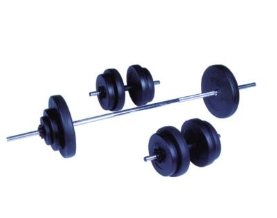 China 50kg Barbell Dumbbell Plastic+cement Netting Set Plastic Vibration Dumbbell Weights for sale