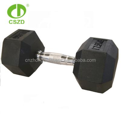 China Iron With Rubber Coated Hex Best Quality Black Pio Rubber Dumbbell For Sale for sale