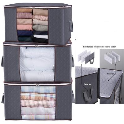 China Non Woven Fabric Large Capacity Foldable Comforter Clothing Storage Blanket Bags For Clothes Blankets And Quilts for sale