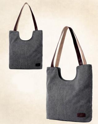 China Wholesale Customized Promotional Handled Recycle Cotton Canvas Gifts Shopping Bag In Leather Handle for sale