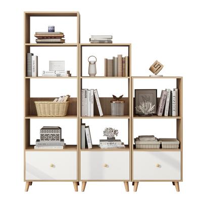 China Modern living room bookshelf living room MDF bookshelf (other) simple design adjustable wall-mounted bookshelf bookcase wood color for sale