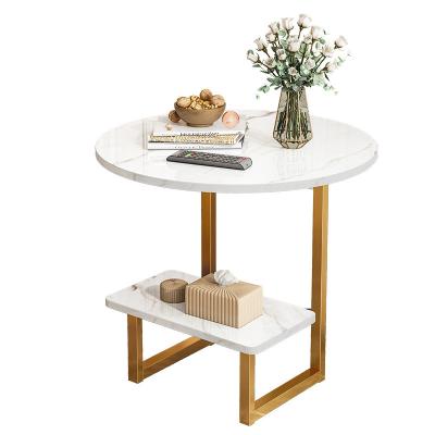 China Universal Round Marble Countertops Modern Luxury Wooden White Coffee Table Around Metal And Wood MDF Marble Countertops Living Room Furniture for sale