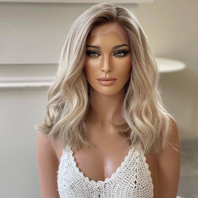 China Other Wholesale Price Remy European Human Hair Pale Platinum Balayage Color 100% Lace Front Jewish Kosher Wigs For Women for sale