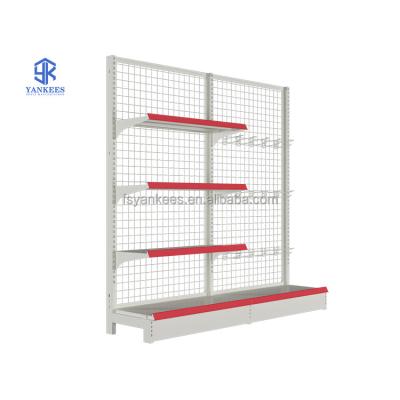 China Single / Double Sided Supermarket Shelves Advertising Equipment Metal Wire Adjustable Showroom Display Stand Racks for sale