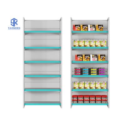 China Sale Supermarket Shelf Beauty Supply Double Sided Top Store Shelf For Metal Storage Supermarket Shelves for sale