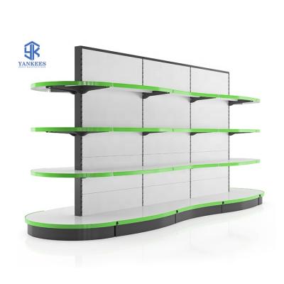 China Good Deli Supermarket Grocery Rack Gondola Supermarket Rack Metal Double Sided Selling Display Stands for sale