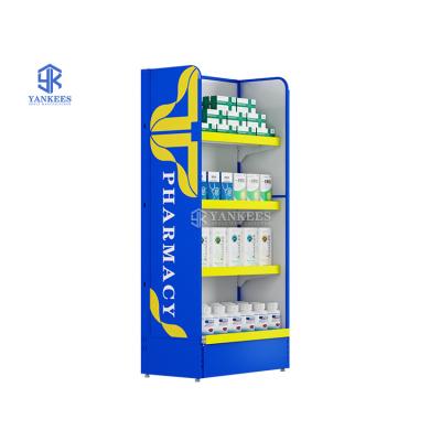 China White Double Sided With Light Wholesale Double Sided Medium Island Pharmacy Factory Led Medical Shelf for sale