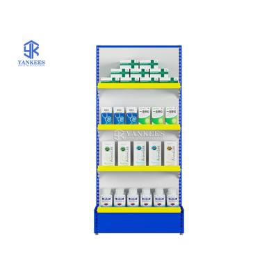 China Double Sided Double Sided Rack Pharmacy Shelves Custom Decorative Heavy Duty 5 Layers Metal Steel Rack Display for sale