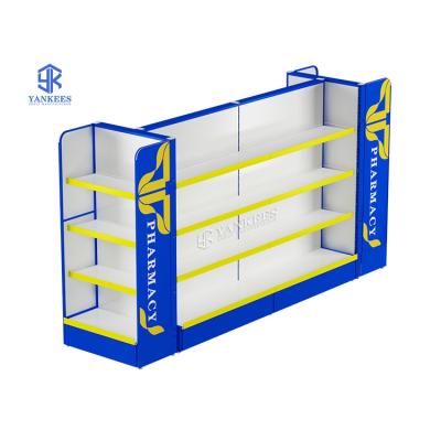 China Double Sided Factory Customized 5 Layer Light Duty Display Racks Pharmacy Shelves Customized Medical Products for sale