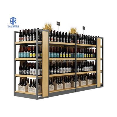 China Double Sided Customizable Size Supermarket Shelf Gondola Shelving Supermarket Shelves Wine and Liquor Store Counter for sale