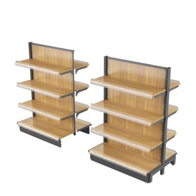 China Wholesale Double Sided Store Wood Shelving Customized Shopping Mall Shelves Wood Shelves For Super Market for sale