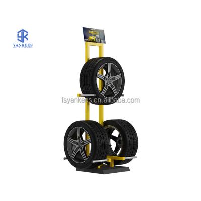 China Hot Factory Wholesale Price Wheel Display Rack Rim Stand Storage Wheel Display Double Sided Metal Rack Wheel Display Stand for sale