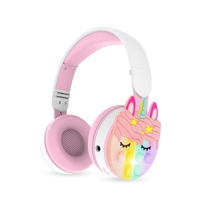 China Colorful Earphone Kids Unicorn Cute Headphone Big Over Ear Headset Radio for sale