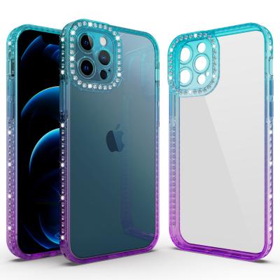 China Shockproof For Samsung Phone Case S22 TPU Gradient Case Fashion Design Acrylic Cover For iphone 12 Shockproof Hard Popular Phone Cases for sale