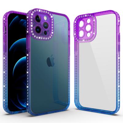 China Diamond Phone Case shockproof for iphone 13 pro case mobile phone cover iphone 13 pro smart phone maximum transparent acrylic shockproof fpr for sale