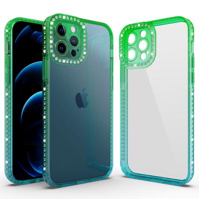 China Cheap Trending Shockproof Phone Cases Wholesale Price Acrylic TPU Clear Case With Camera Diamond Cover For Smartphone for sale