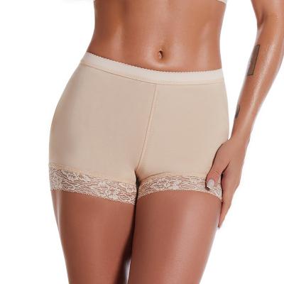 China Anti-Wrinkle Boxer Abdominal Gaiters Anti Glare Buttocks Fake With Pad And Tummy Shaping Mesh Low Waist Hip Pants Women for sale