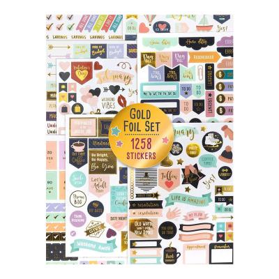 China Custom Happy Planner Sticker Waterproof+Eco-friendly Various Sticker Gold Foil Removable Die Cut Planner Journal Calendar Stickers Paper for sale