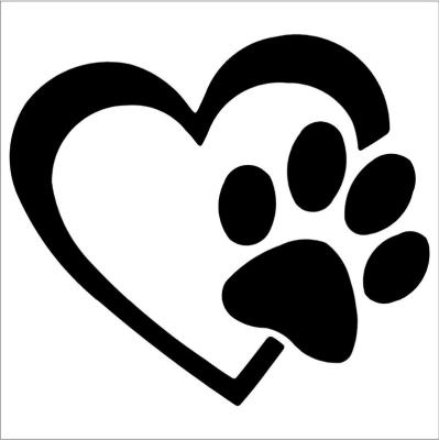 China Recyclable Heart with Dog Paw Puppy Love Vinyl Decal Car Sticker for sale