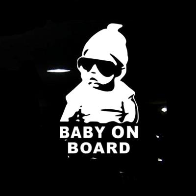 China Self Adhesive Bady On Board Warning Sticker Decals Child Sunglasses Car Stickers Cool Rear Vinyl Reflective Window for sale