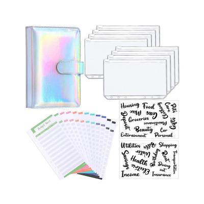 China Recycled Materials A6 PU Leather Budget Binder with Cash Envelopes Mobile Money Saving Binder Pockets Bags 6 Ring Binder Cash Budget Envelopes Sheets for sale