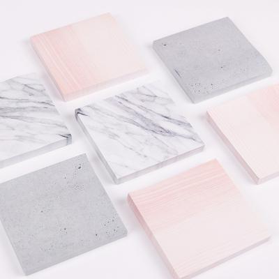 China Custom Creative Marble Color Self Adhesive Memo Pad Self Adhesive Stone Style Sticky Notes Set Bookmark School Office Stationery for sale