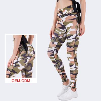 China Wholesale Breathable Slim Fit Camouflage Printed Womens Gym Gaiters Fishing Booty Workout Fitness Yoga Sports Gaiters Pants Top for sale