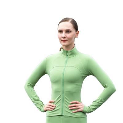 China Hooded High Collar Breathable Gym Sexy Chest Curves Workout Sport Running Women Zip Up Yoga Jacket for sale