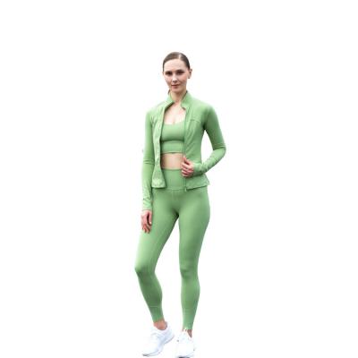 China Customized Running Line Breathable Zipper Women Yoga Gym Fitness Crop Top Open Chest Jacket for sale