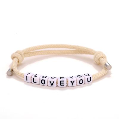 China Fashionable Customized Personalized Woven Adjustable Rope Letter Bracelet Bangle Festival Gifts for Men and Women for sale